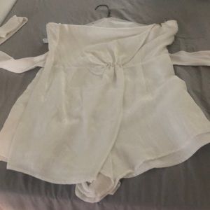 Lightweight linen/cotton blend romper.